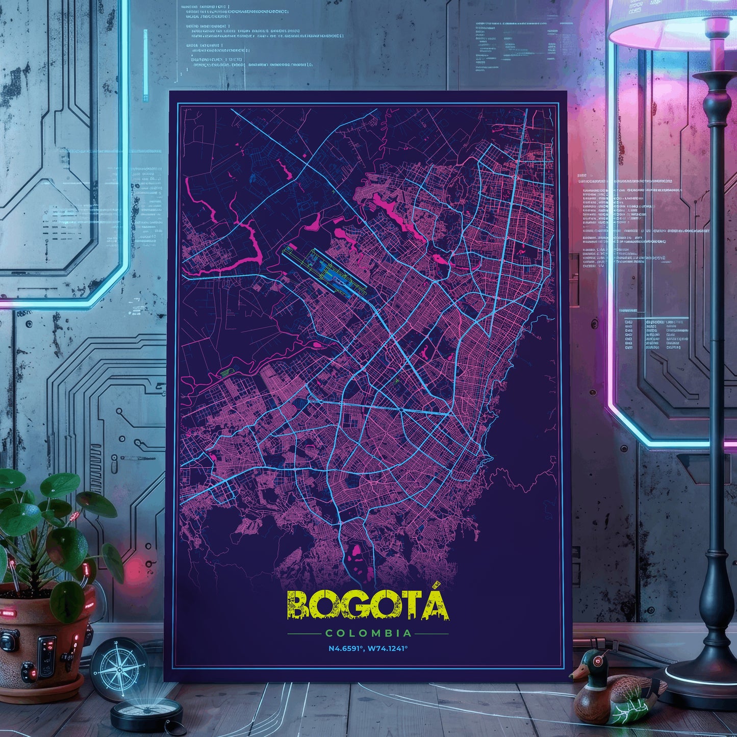 Bogotá Cyberpunk Map Poster