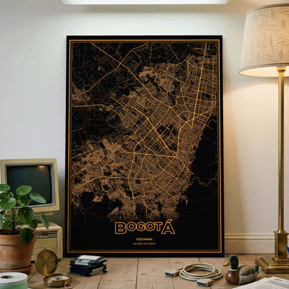 Bogotá Phosphor Map Poster - Amber CRT