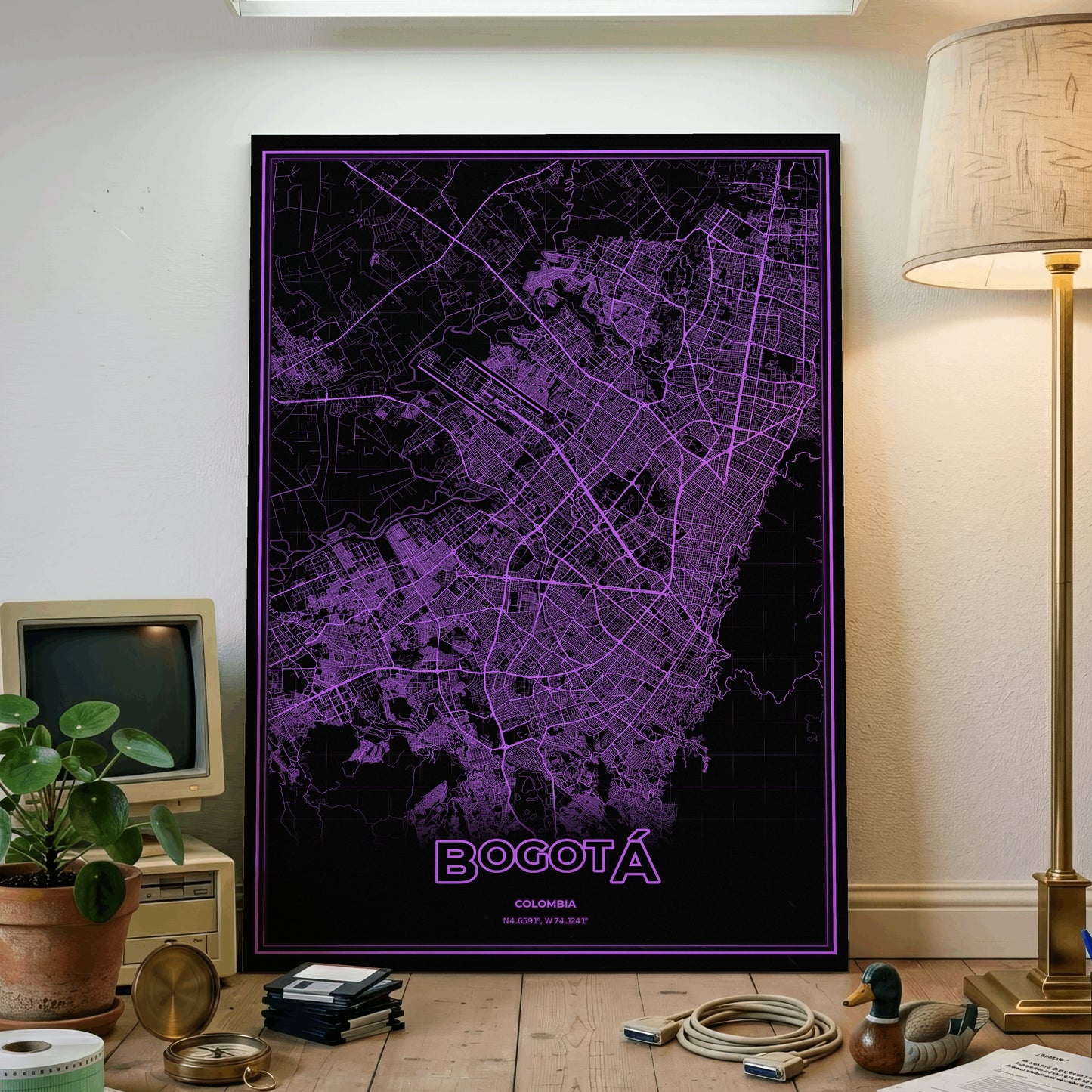 Bogotá Phosphor Map Poster - EGA Violet