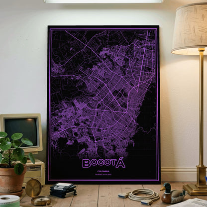 Bogotá Phosphor Map Poster - EGA Violet