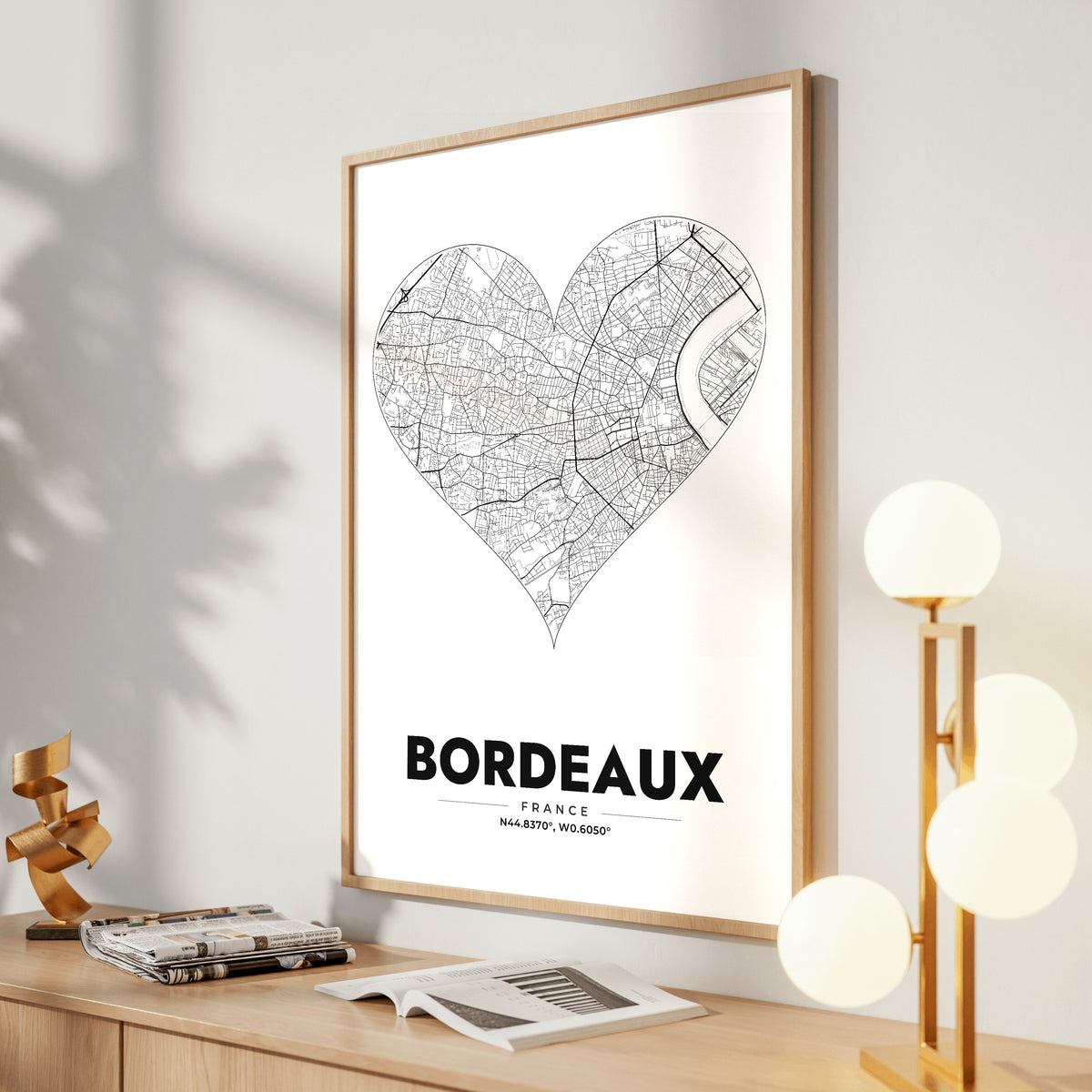 Bordeaux Heart Map Poster