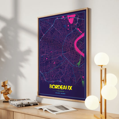 Bordeaux Cyberpunk Map Poster
