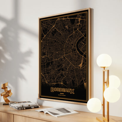 Bordeaux Phosphor Map Poster - Amber CRT