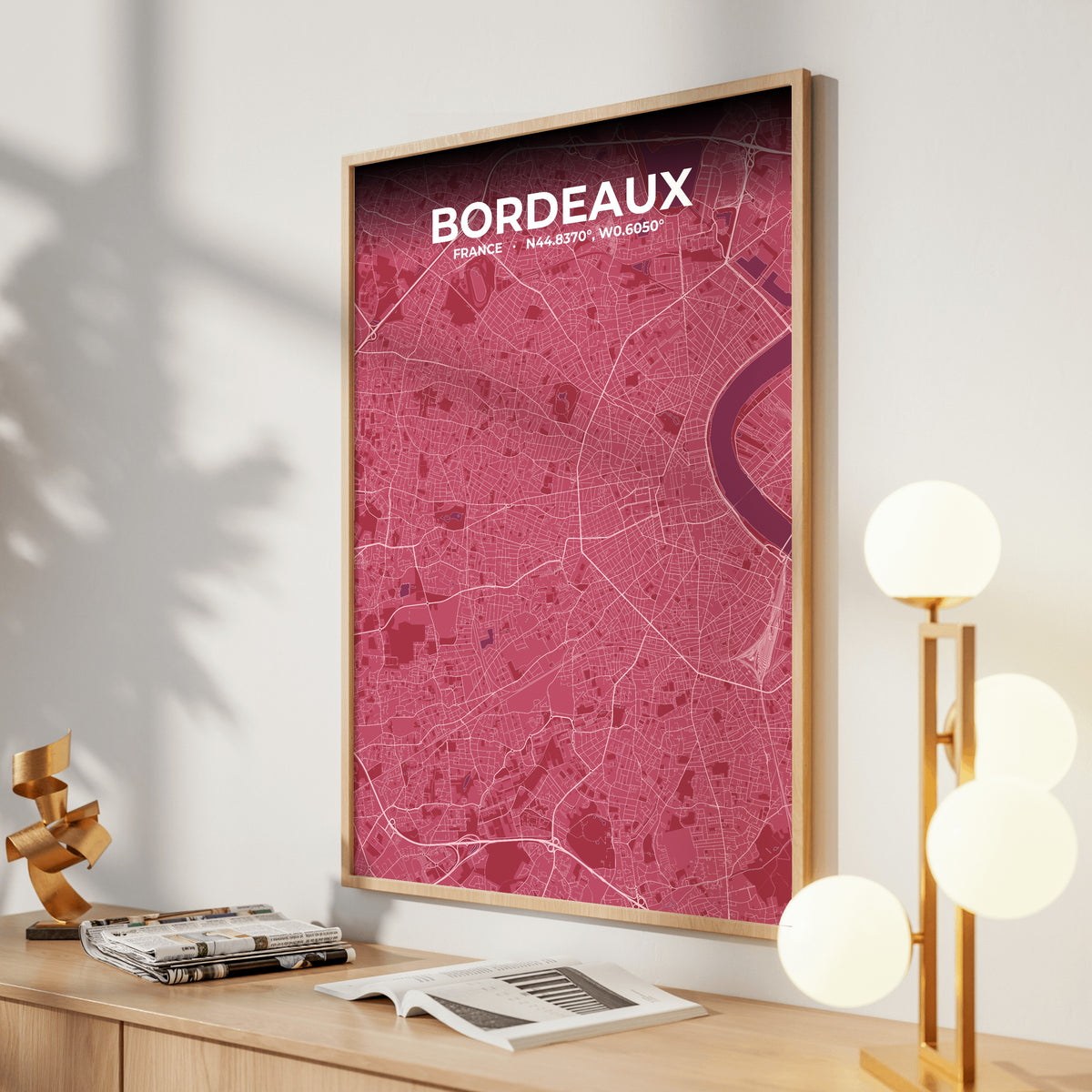 Bordeaux Scarlet Map Poster