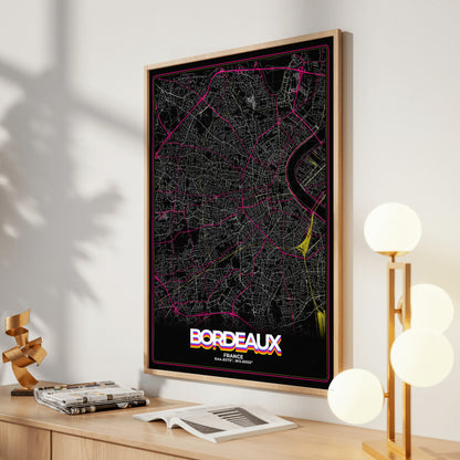 Bordeaux Retro Map Poster