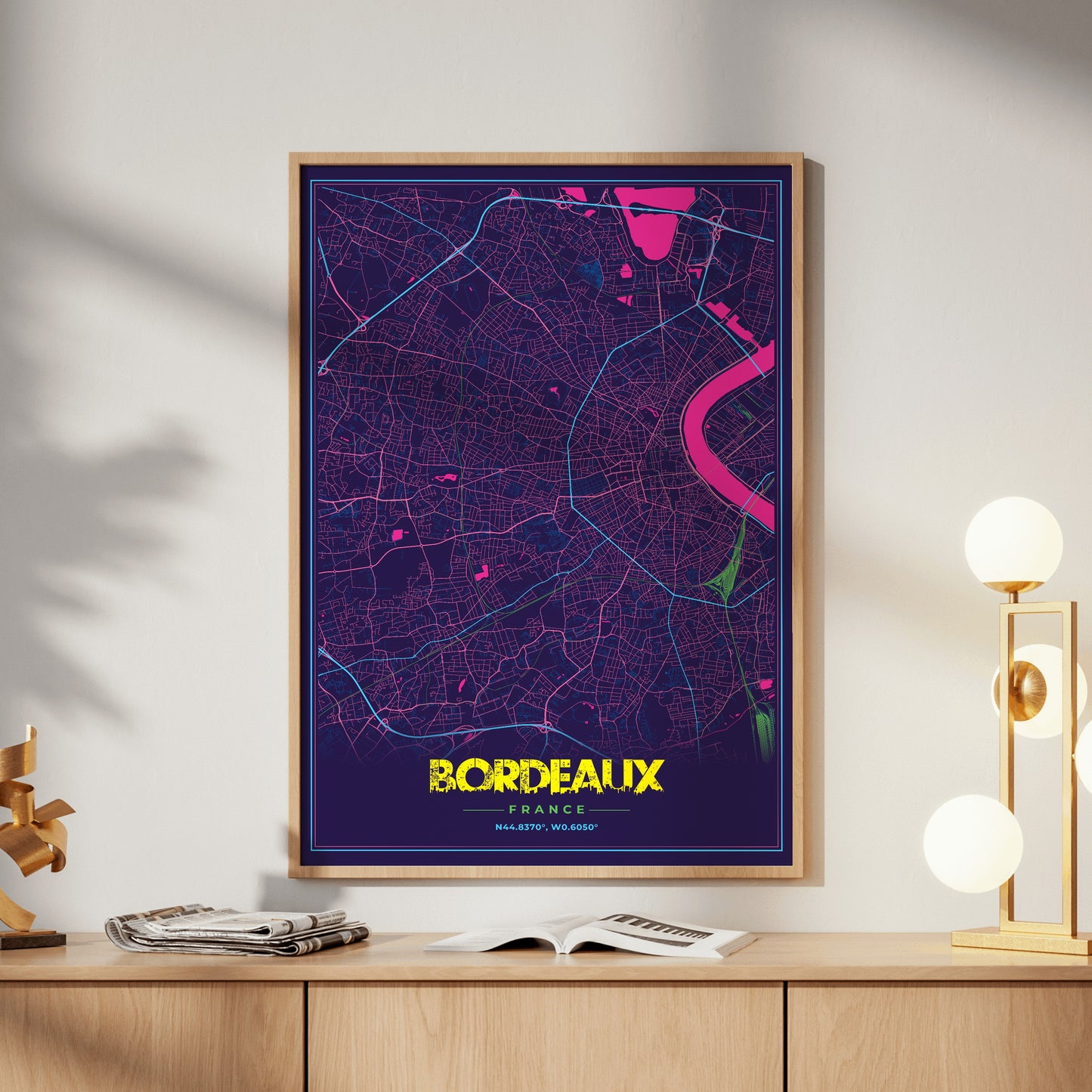 Bordeaux Cyberpunk Map Poster