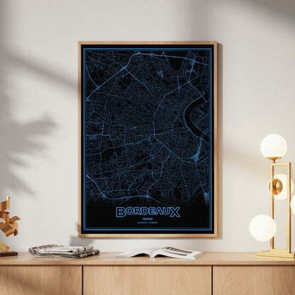 Bordeaux Phosphor Map Poster - IBM Blue