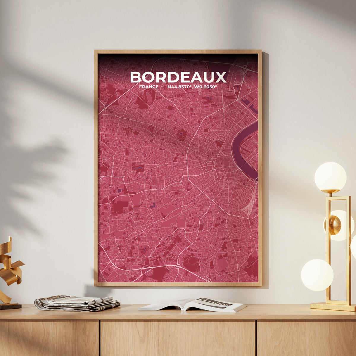 Bordeaux Scarlet Map Poster