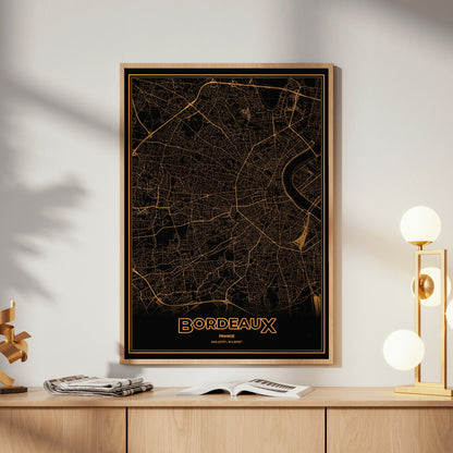 Bordeaux Phosphor Map Poster - Amber CRT