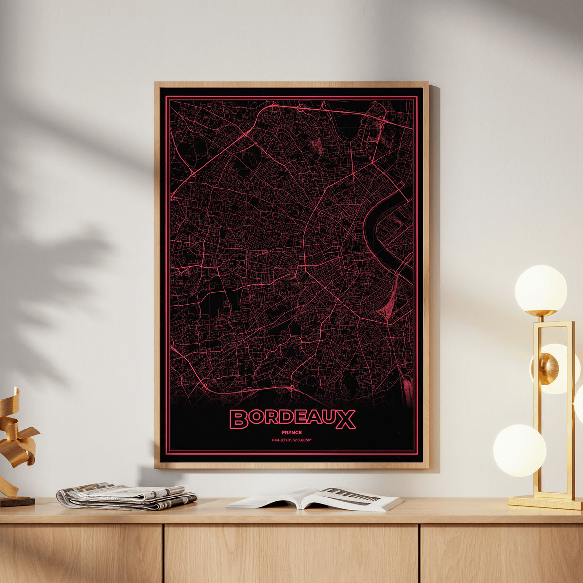 Bordeaux Phosphor Map Poster - System Alert