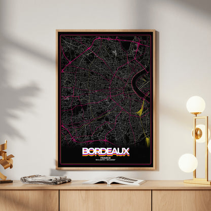 Bordeaux Retro Map Poster