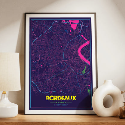 Bordeaux Cyberpunk Map Poster