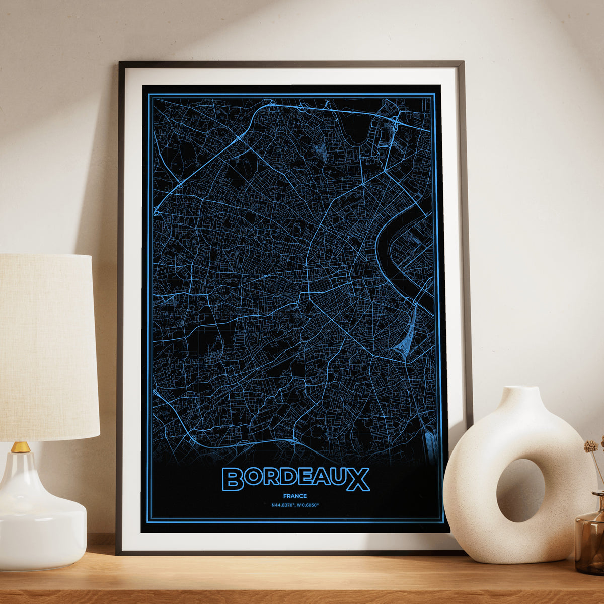 Bordeaux Phosphor Map Poster - IBM Blue