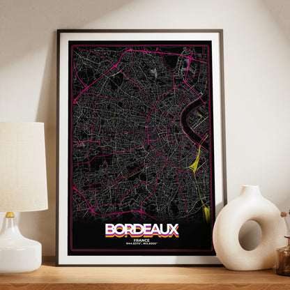 Bordeaux Retro Map Poster