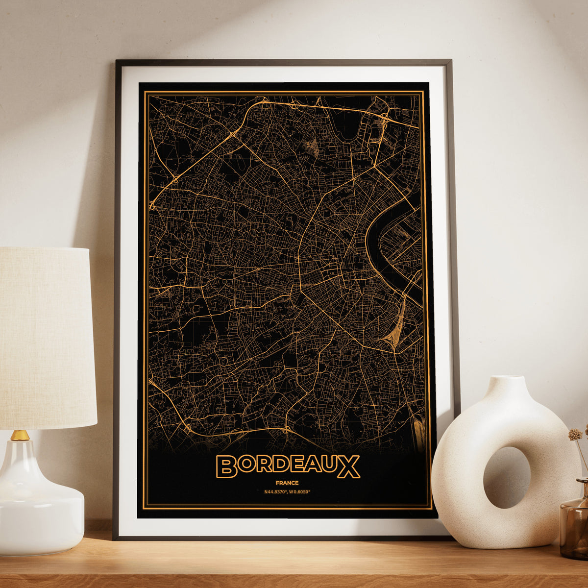 Bordeaux Phosphor Map Poster - Amber CRT