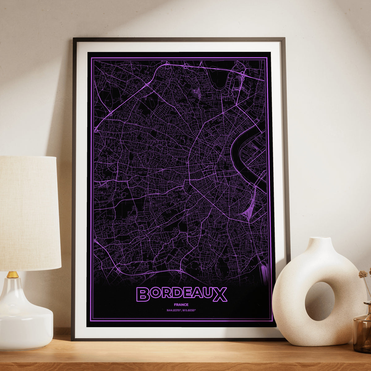Bordeaux Phosphor Map Poster - EGA Violet