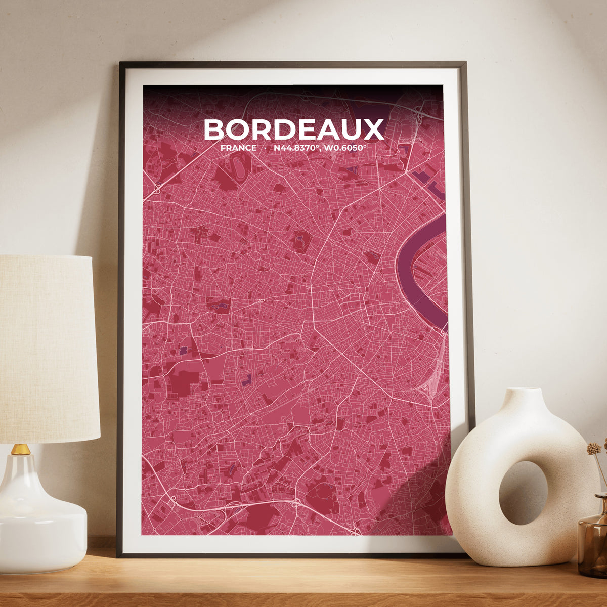 Bordeaux Scarlet Map Poster