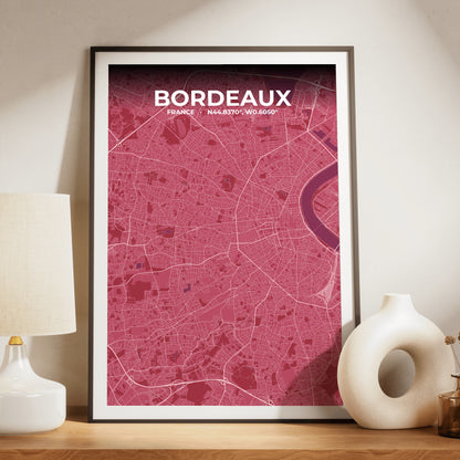 Bordeaux Scarlet Map Poster