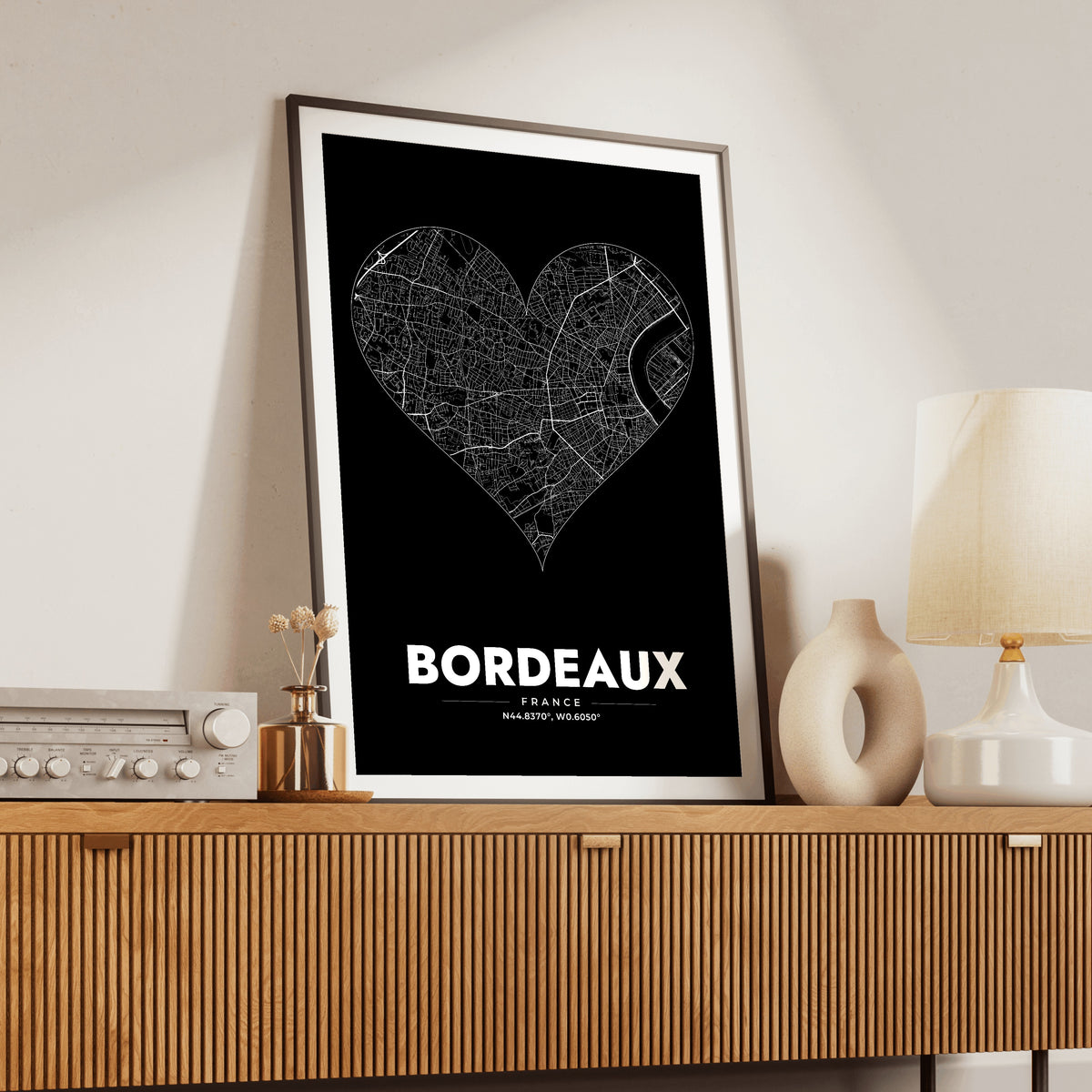 Bordeaux Heart Map Poster