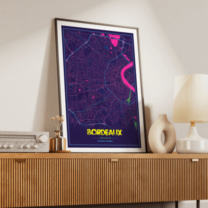 Bordeaux Cyberpunk Map Poster