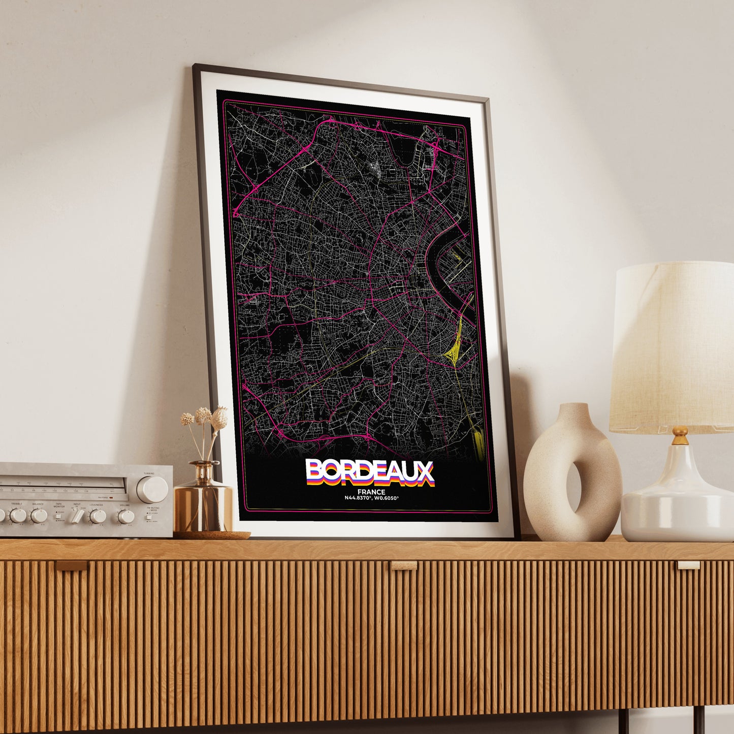 Bordeaux Retro Map Poster