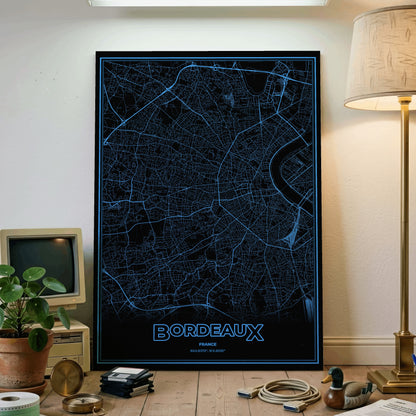 Bordeaux Phosphor Map Poster - IBM Blue