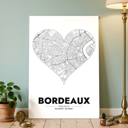 Bordeaux Heart Map Poster
