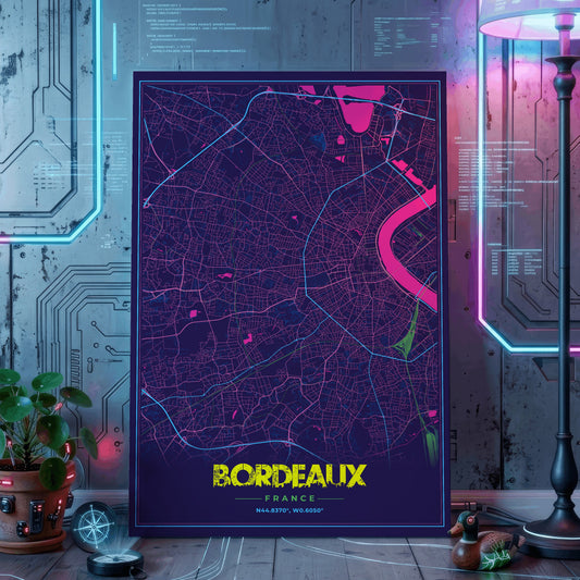 Bordeaux Cyberpunk Map Poster