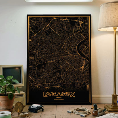Bordeaux Phosphor Map Poster - Amber CRT