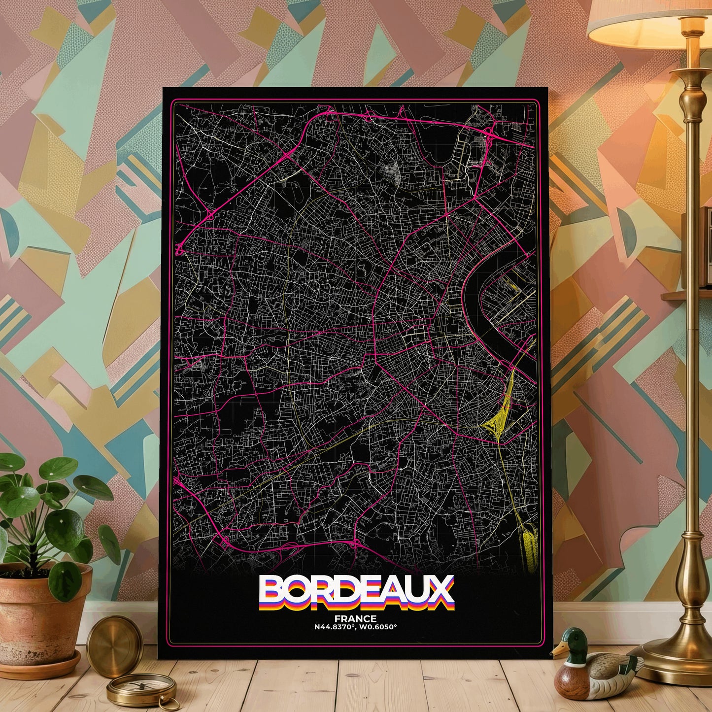Bordeaux Retro Map Poster