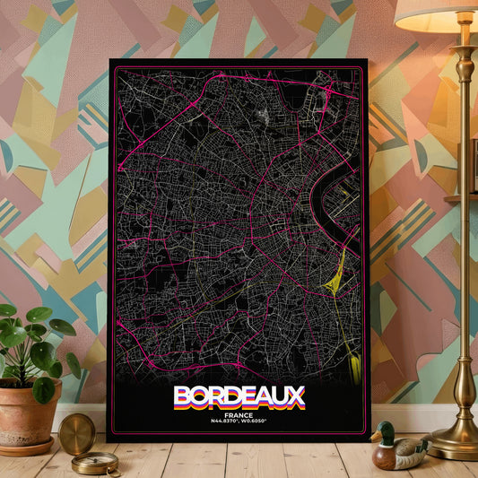 Bordeaux Retro Map Poster