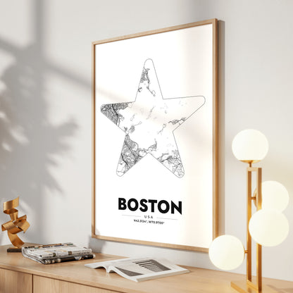 Boston Star Map Poster