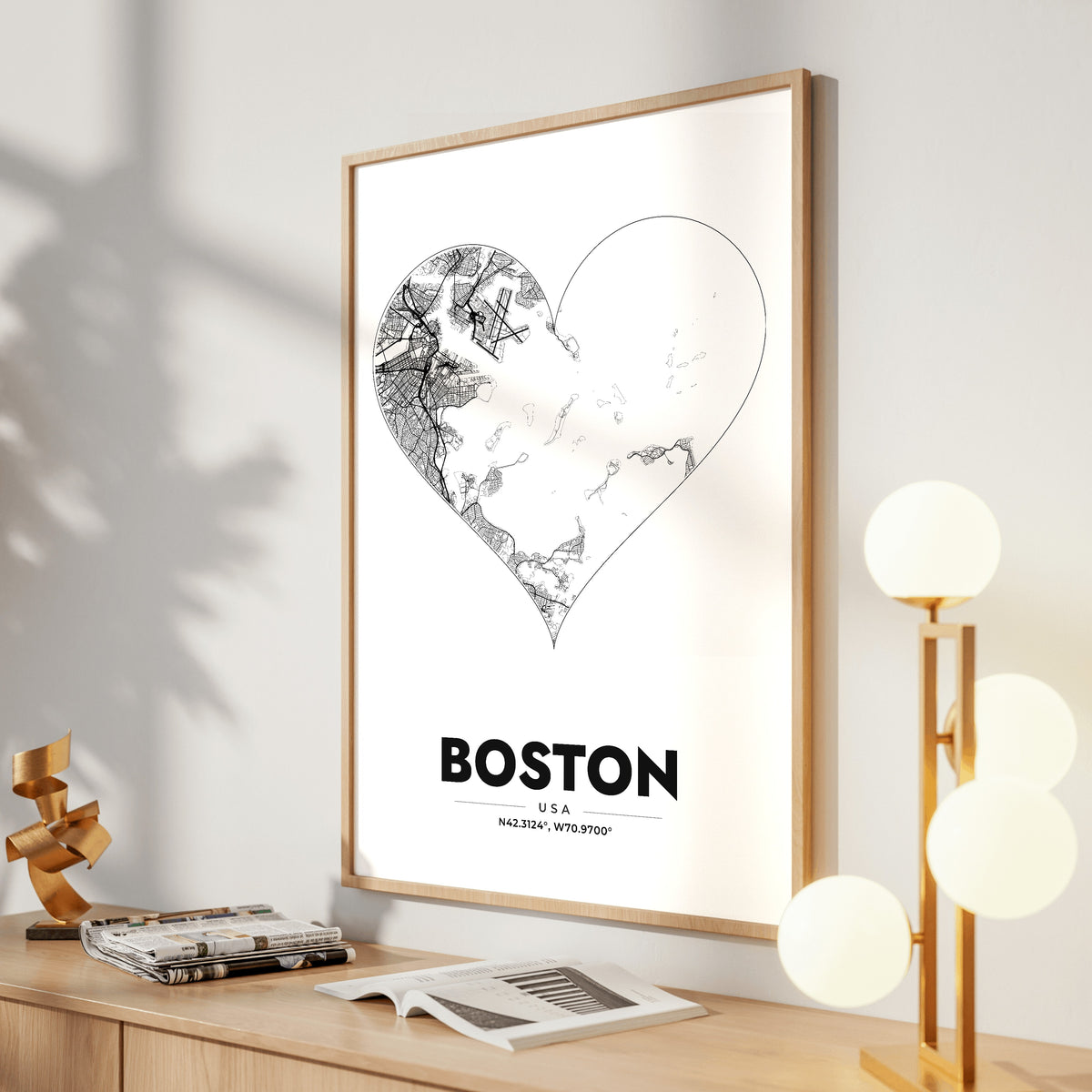 Boston Heart Map Poster