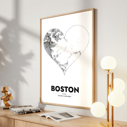 Boston Heart Map Poster