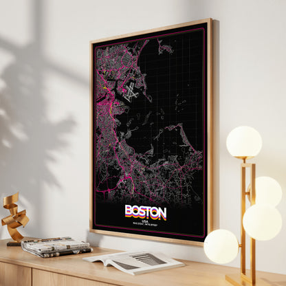 Boston Retro Map Poster