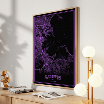 Boston Phosphor Map Poster - EGA Violet