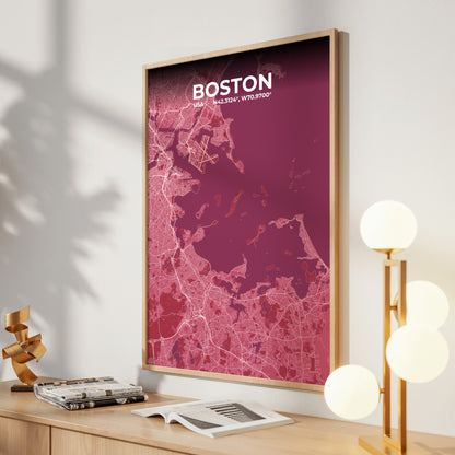 Boston Scarlet Map Poster