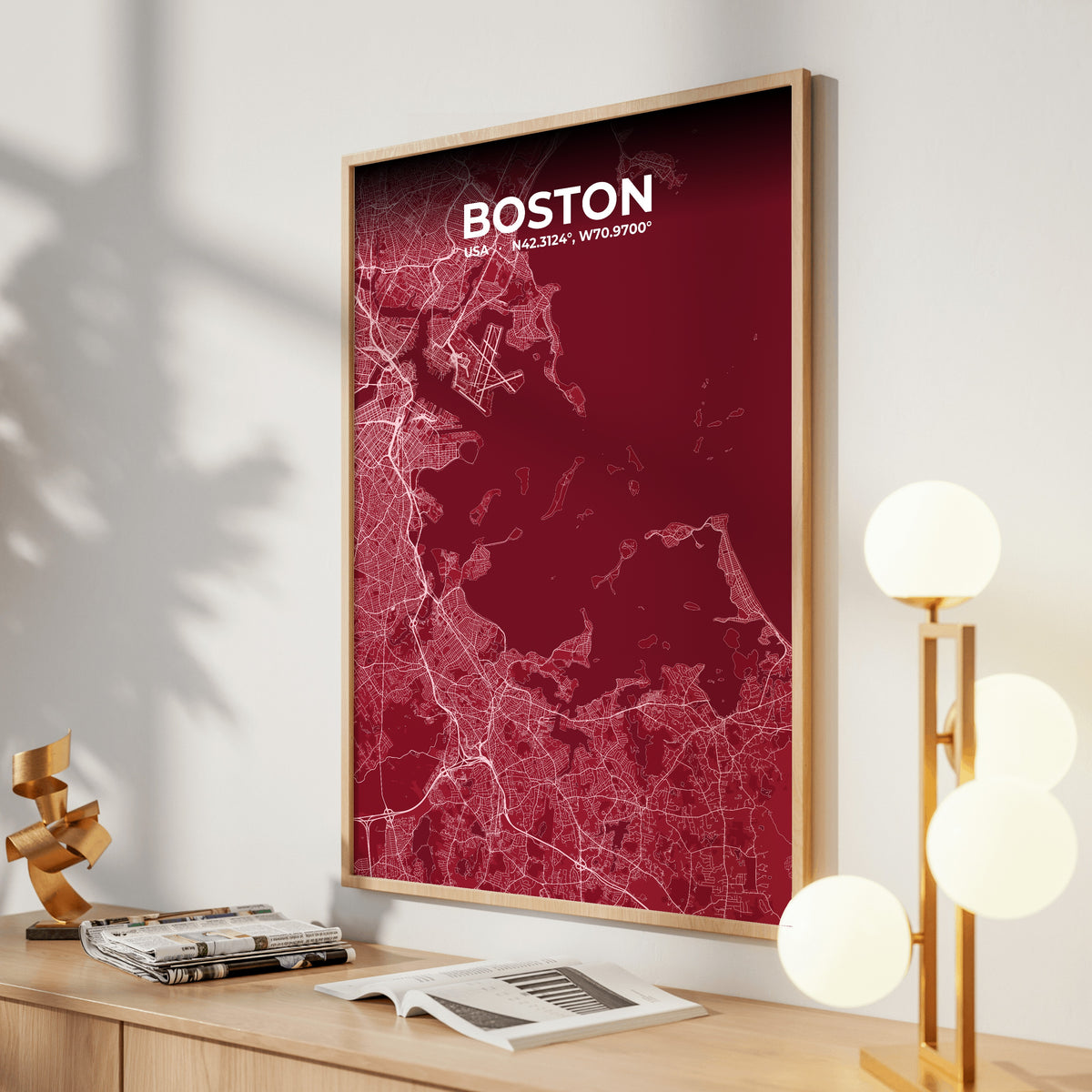 Boston Garnet Map Poster