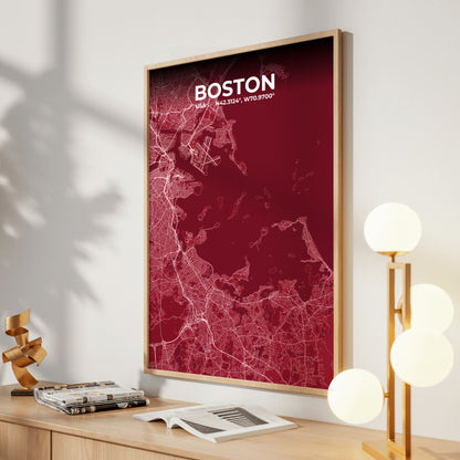 Boston Garnet Map Poster