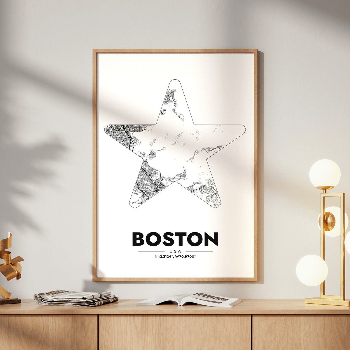 Boston Star Map Poster