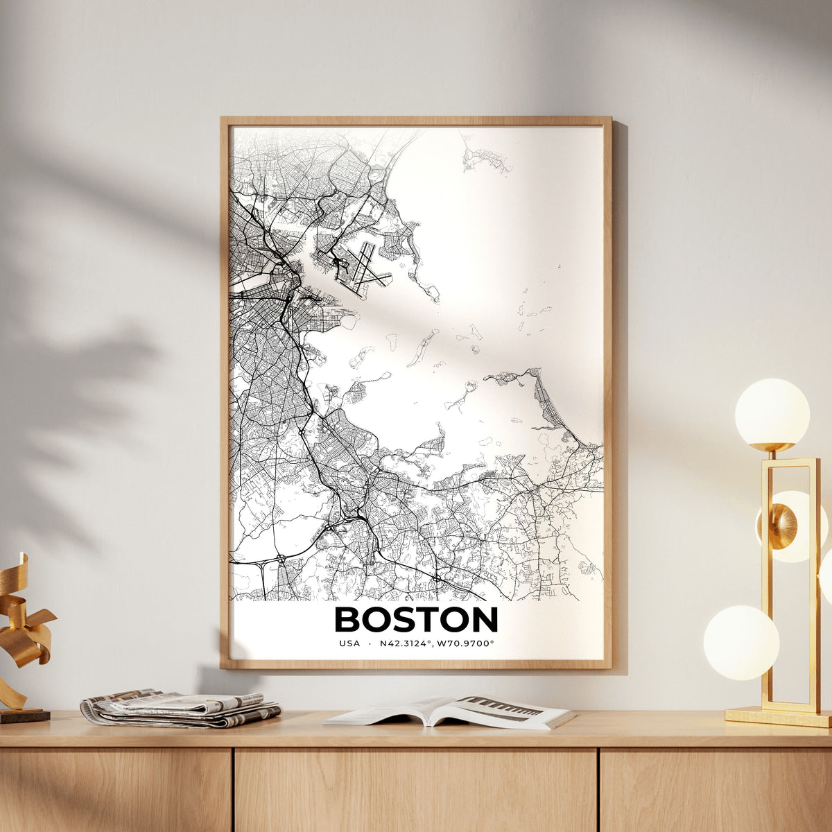 Boston Elegant Map Poster