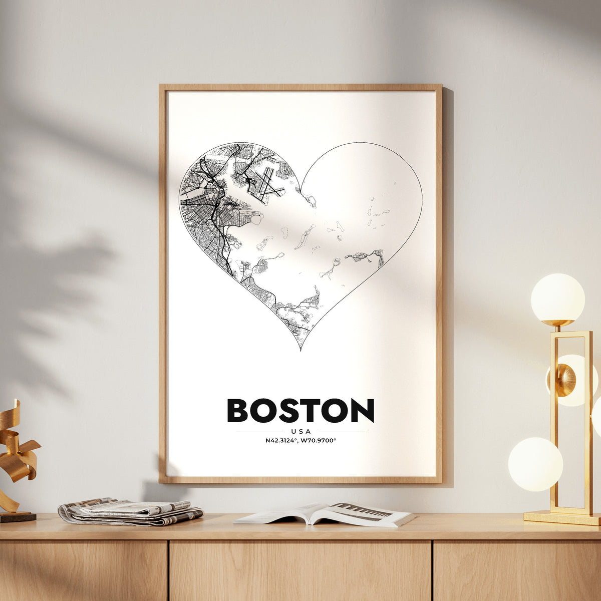 Boston Heart Map Poster