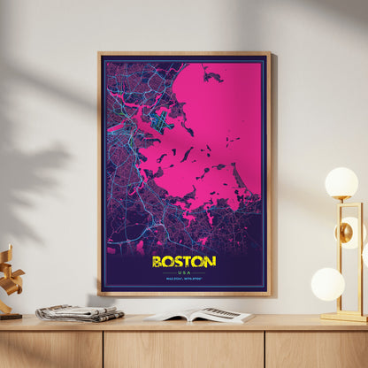 Boston Cyberpunk Map Poster