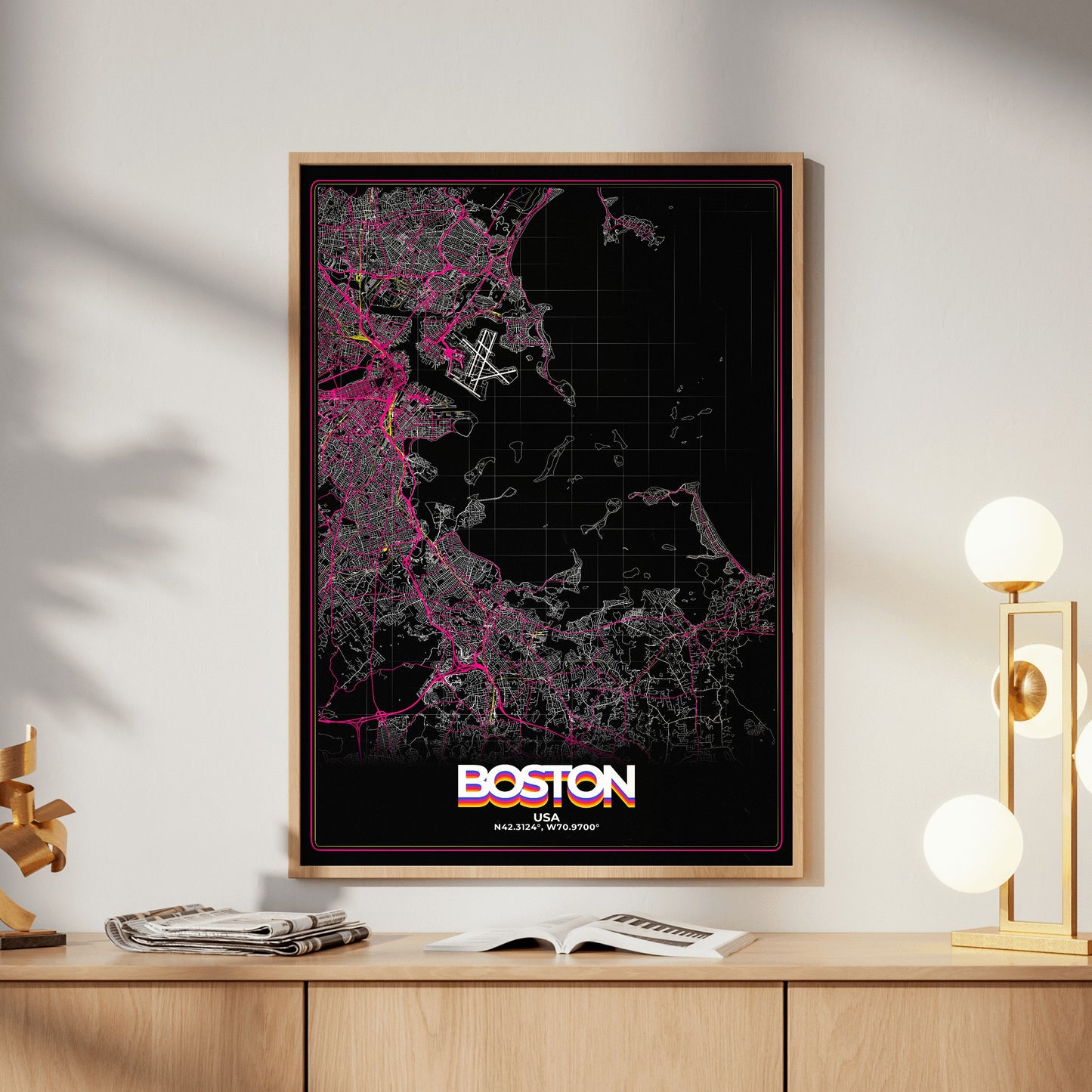 Boston Retro Map Poster