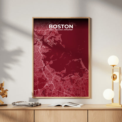 Boston Garnet Map Poster