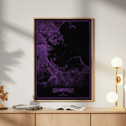 Boston Phosphor Map Poster - EGA Violet