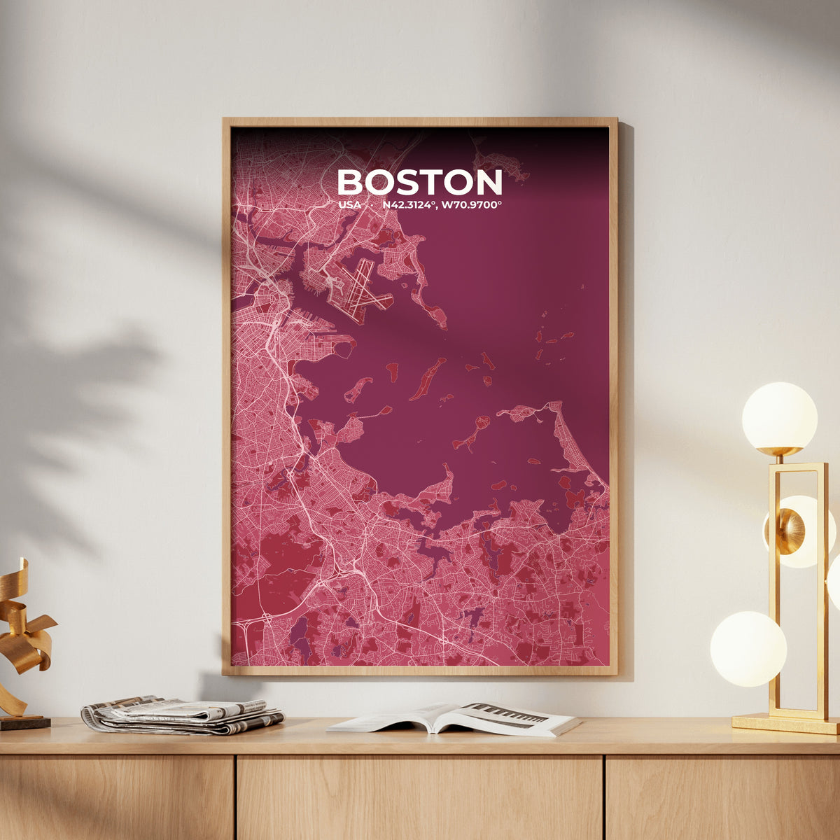 Boston Scarlet Map Poster