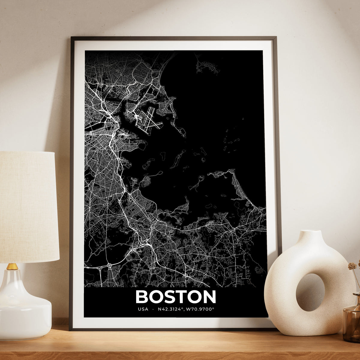 Boston Elegant Map Poster
