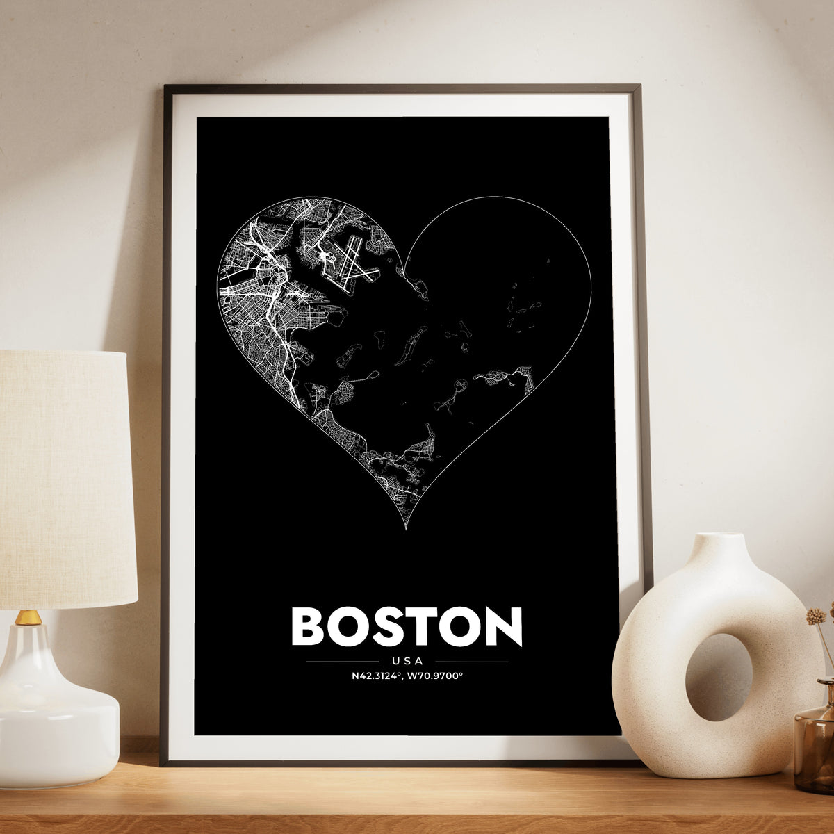 Boston Heart Map Poster