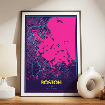 Boston Cyberpunk Map Poster